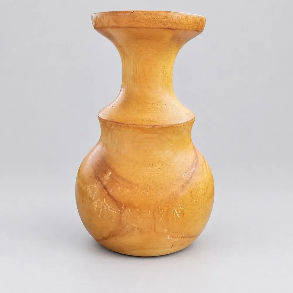 Vintage Paul's Aspen Crafts Hand Turned Aspen Wood Vase Warm Honey Finish 6”